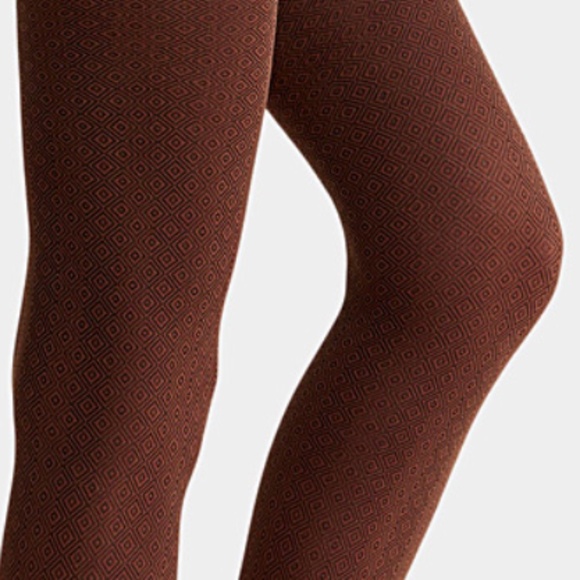 Cappuccino brown diamonds pattern tights made in Italy NWT - Picture 2 of 7